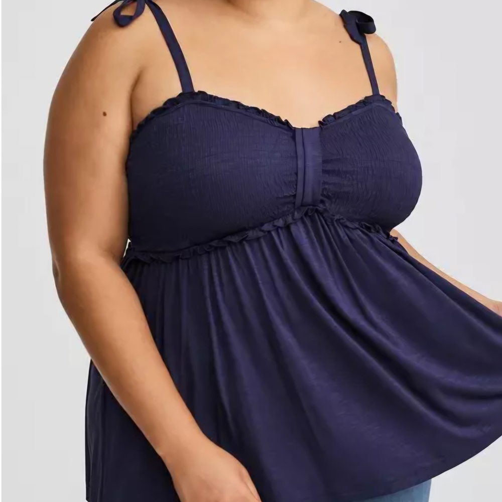 Chic Navy Sleeveless Top with Tie Straps